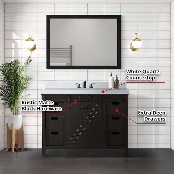Lexora Marsyas 48-in White Bathroom Vanity Cabinet Lexora Marsyas 48-in White Bathroom Vanity Cabinet