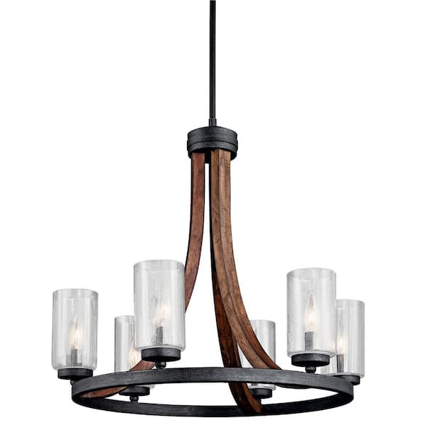 Kichler Grand Bank 6-Light Brown Farmhouse Chandelier