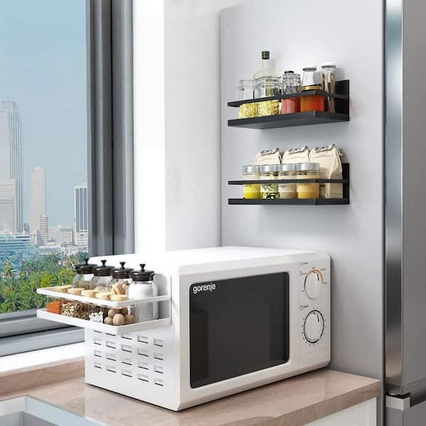 Spice Rack with Magnetic, Easy Side Installation, Space Saving for Kitchen Organization, Cabinet Shelf Organizer(2-Pack)