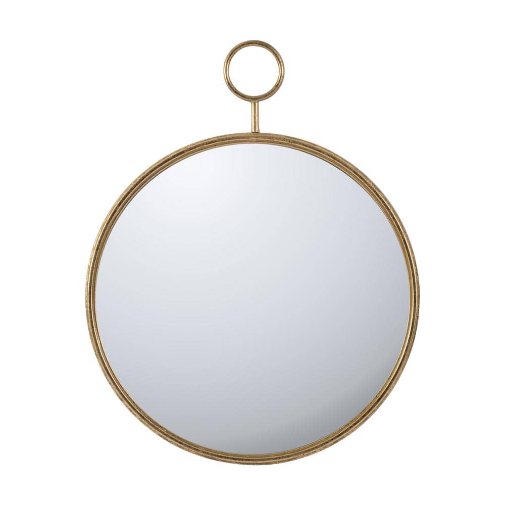 Sleek and Modern Gold 26.4 in. W x 32.3 in. H Modern Circle Iron Framed Mir