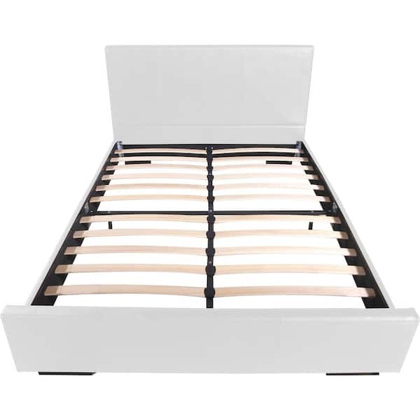 Camden Isle Abbey 85.4 in. White Queen Platform Bed