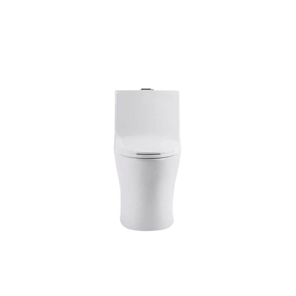 1-Piece 1.1/1.6 GPF Dual Flush Elongated Toilet with Button on Tank Top S-Trap, Soft Closing Seat, Gloss White price history on PriceWatchPro