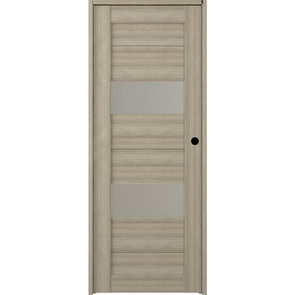 Belldinni Berta 30 in. x 83.25 in. Left-Hand Frosted Glass Shambor Solid Core Wood Composite Single Prehung Interior Door