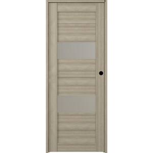 Berta 28" x 95.25" Left-Hand Frosted Glass Shambor Solid Core Wood Composite Single Prehung Interior Door