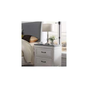 Del Mar 2-Drawer White with Grey Top Nightstand with Fingerprint Lock (28.5 in. H x 27.25 in. W x 16.5 in. D)