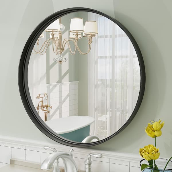 20 in. W x 20 in. H Round Aluminum Alloy Framed French Cleat Mounted Wall Decor Bathroom Vanity Mirror in Matte Black