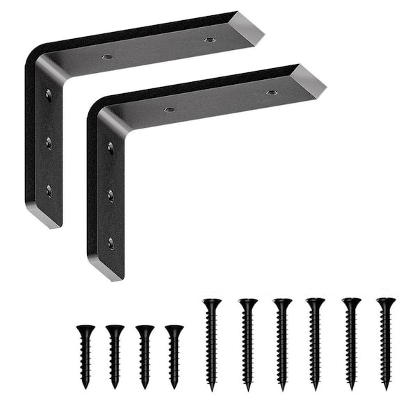 2-Pack 8 in. Countertop Support Brackets, L Shelf Bracket, Blind Shelf Support, Shelving Mounting Countertop Brackets