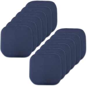 Navy, Honeycomb Memory Foam Square 16 in. x 16 in. Non-Slip Back Chair Cushion (12-Pack)