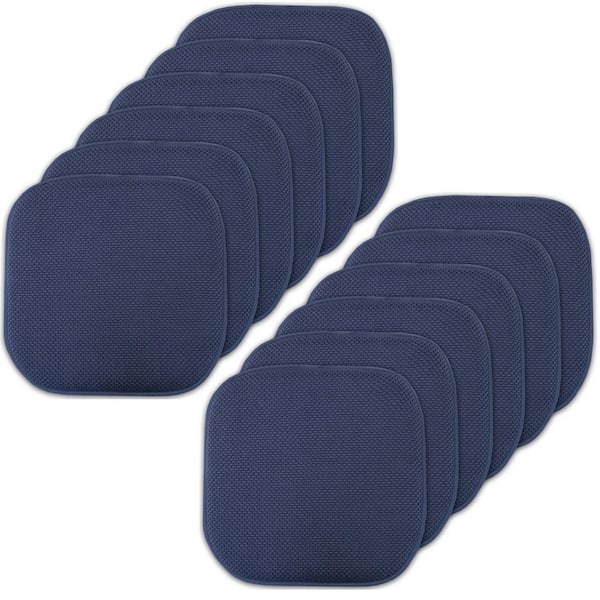 Sweet Home Collection Navy, Honeycomb Memory Foam Square 16 in. x 16 in. Non-Slip Back Chair Cushion (12-Pack)