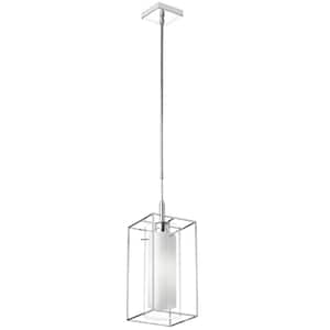 Cubo 1-Light Polished Chrome Pendant with Glass Shade