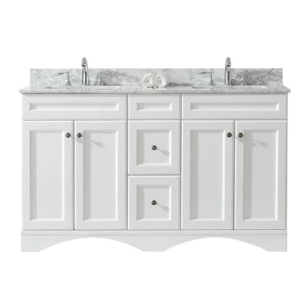Virtu USA Talisa 60 in. W Bath Vanity in White with Marble Vanity Top in White with Square Basin
