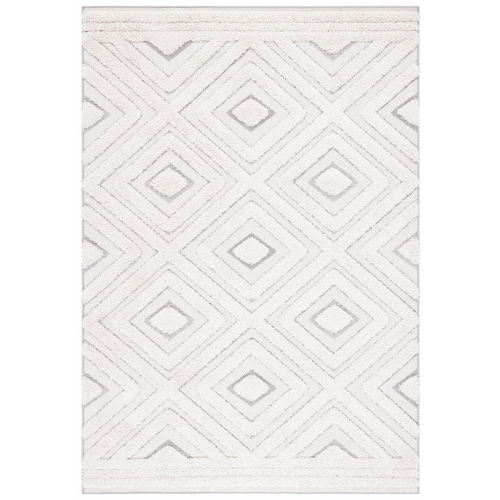 Cottage Ivory/Light Gray 4 ft. x 6 ft. High-Low Diamond Indoor/Outdoor Area Rug price history on PriceWatchPro