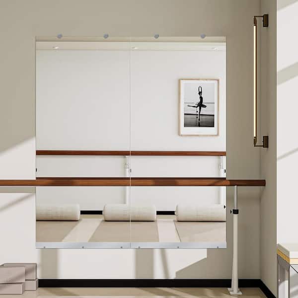 Clear 24 in. W x 48 in. H Shatterproof Rectangular Frameless Yoga Mirror Gym Mirror Dance Mirror Floor Mirror