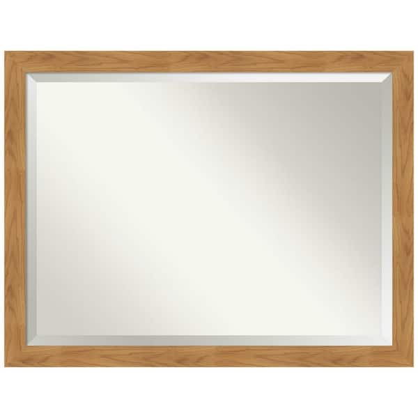 Amanti Art Carlisle Blonde 44 in. W x 34 in. H Wood Framed Beveled Wall Mirror in Unfinished Wood
