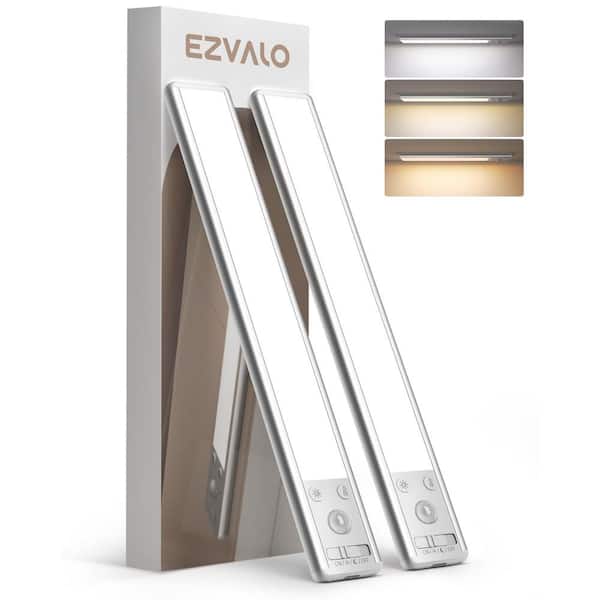 9.85 in. 2-Pack Battery Operated Wireless USB Charging White Integrated LED Linkable Under Cabinet Light, Closet Light