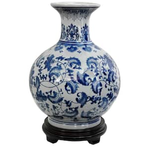 12 in. Porcelain Decorative Vase in Blue