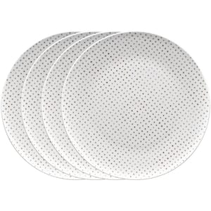 Khaki Hammock 11 in. Khaki Porcelain Dots Coupe Dinner Plates (Set of 4)