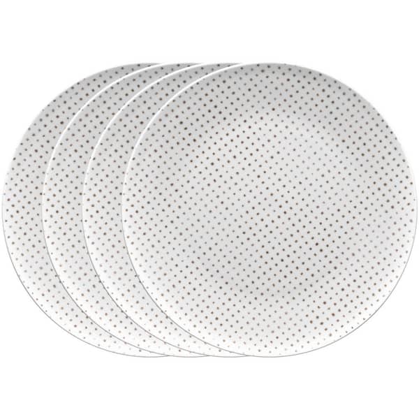 Noritake Khaki Hammock 11 in. Khaki Porcelain Dots Coupe Dinner Plates (Set of 4)