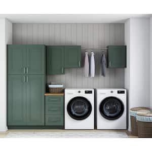 Greenwich Aspen Green Plywood Shaker Stock Ready to Assemble Kitchen-Laundry Cabinet Kit 24 in. x 84 in. x 120 in.