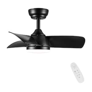 28 in. Integrated LED Indoor Black Ceiling Fan with Remote