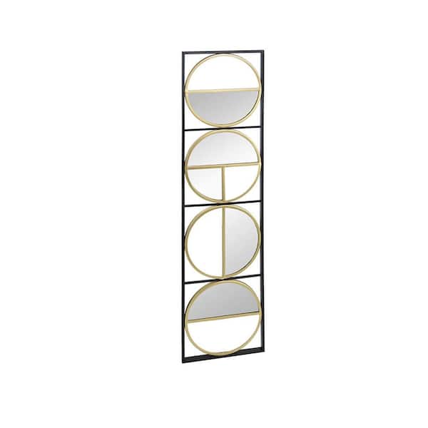 Unbranded Golden Black 47.2 in. W x 12.2 in. H Art Deco lrregular Iron Framed Mirror Wall Mirror Wall Decor Mirror