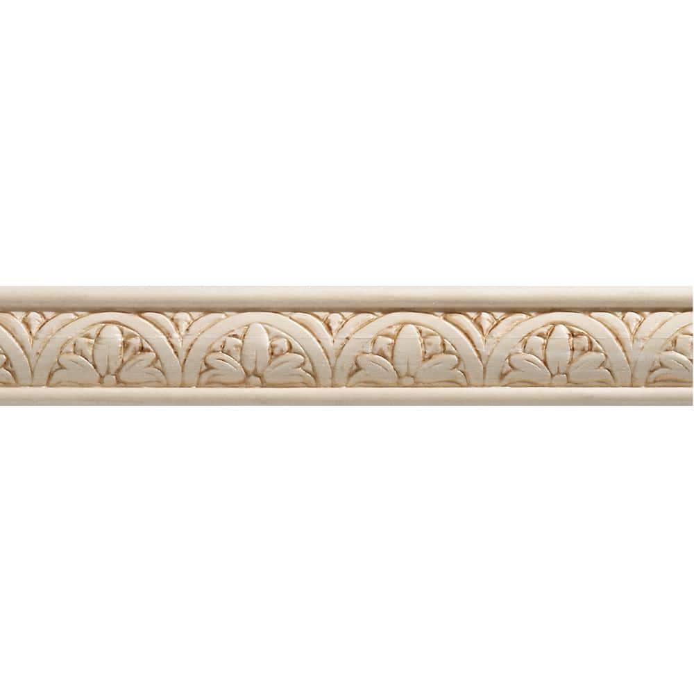 47.5" Unfinished White Hardwood Floral Chair Rail Moulding