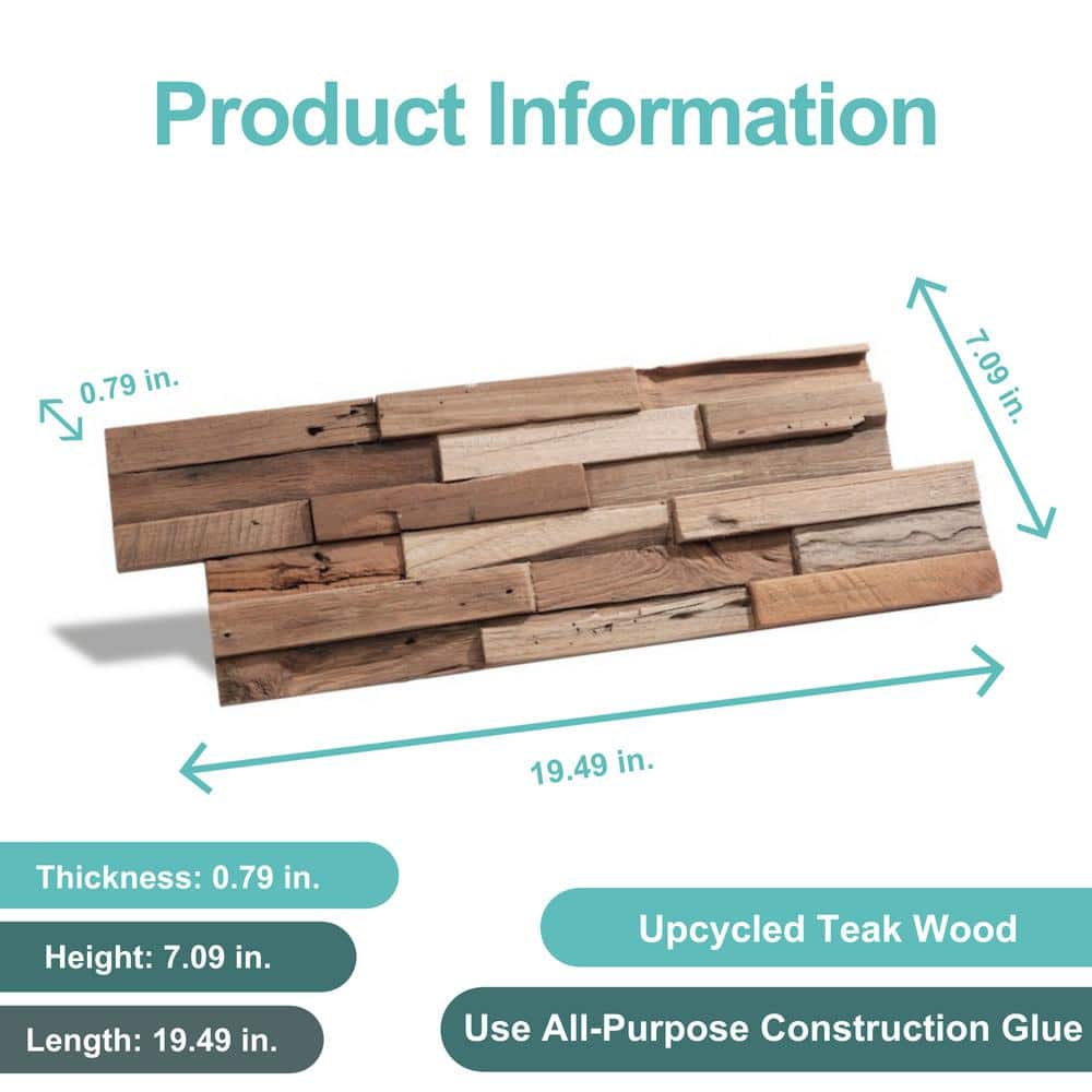 Teak Embossed Interlocking Wood Wall Panels