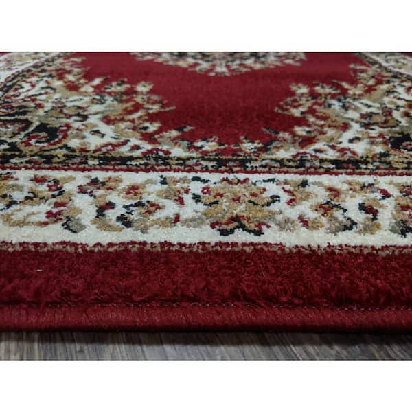 Como Red 2 ft. x 7 ft. Traditional Oriental Medallion Area Rug