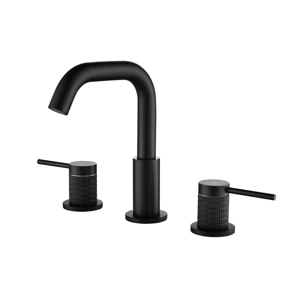 "Elegant Brass 8 in. Widespread Double Handle High Arc Bathroom Faucet with 24"" Supply Lines in Matte Black" price history on PriceWatchPro
