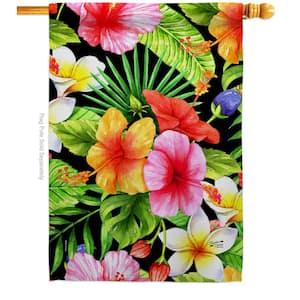 28 in. x 40 in. Hibiscus Bush Coastal House Flag Double-Sided Decorative Vertical Flags