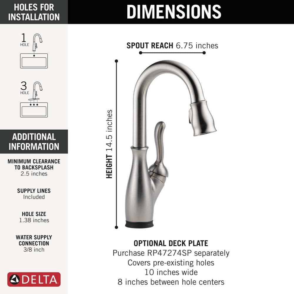 Spotshield Stainless Steel Touchless Bar Faucet with Pull-out Spray