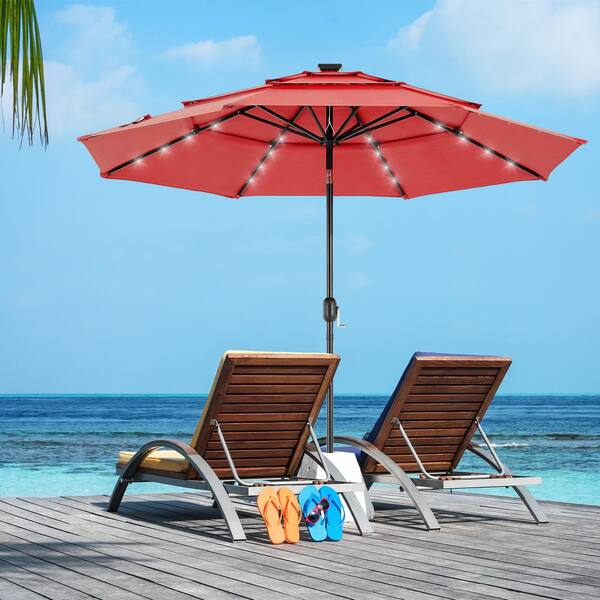 beach patio umbrella 10ft 3-Tier Market White Pole, Push Button Tilt, Crank – Best Choice Products Engineered to provide superior Color:Walnut Crunch #FQ5559-015 Scorpion-LED (Gen 4) for