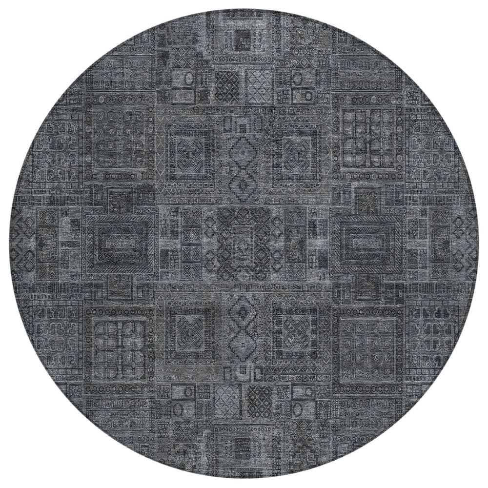 Chantille Machine Washable Indoor/Outdoor Abstract ACN2805 Gray 8 ft. x 8 ft. Round Rug price history on PriceWatchPro