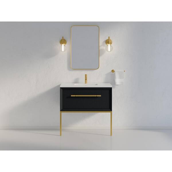 KOHLER Enivo 37 in. W x 22.4 in. D x 17 in. H Bathroom Vanity Cabinet without Top in Gloss Black