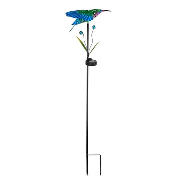 Glitzhome 36 in. H Garden Stake Solar Hummingbird Yard Stake