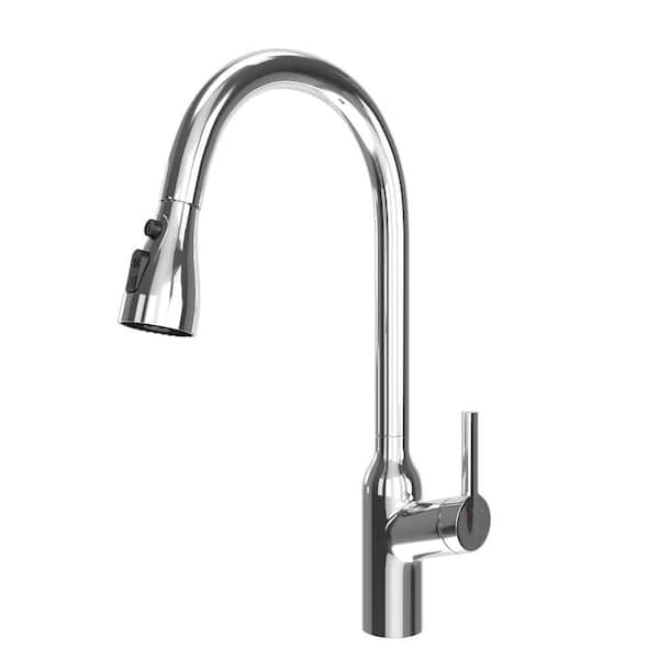 cadeninc Single Handle Deck Mount Pull Down Sprayer Kitchen Faucet in Chrome