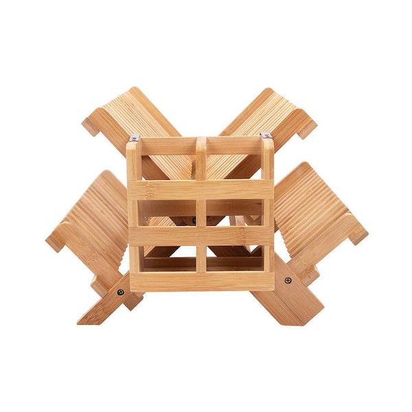Natural Bamboo 3 Tier Collapsible Wooden Dish Rack with Utensil Holder for Kitchen Counter 25pcs Set