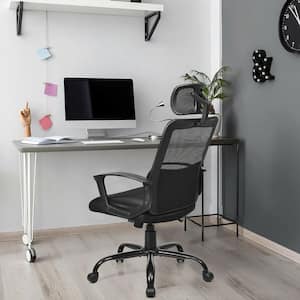 Mesh Adjustable Headrest Office Chair High Back 360 Degree Swivel with Support 265 lbs.in Black