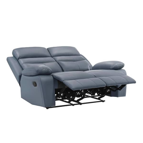 Lazzara Edelia 64 in. W Blue Leather Manual Double Reclining 2