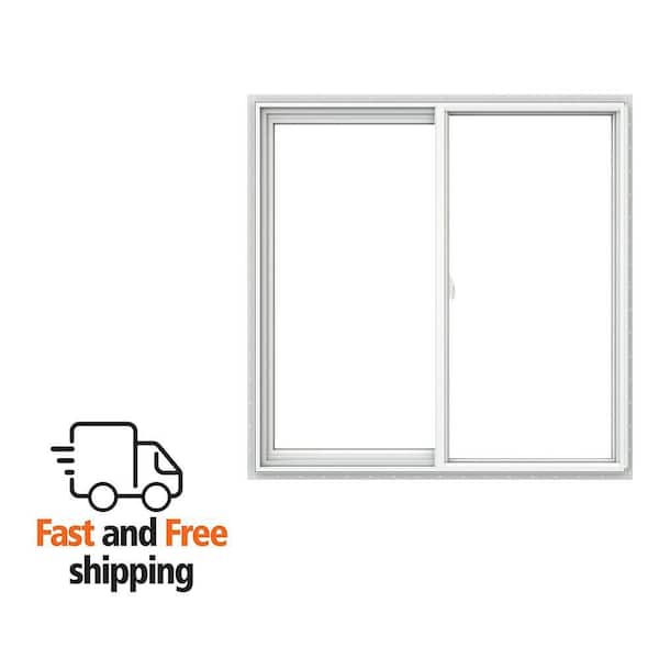V-2500 48 in. x 48 in. White Vinyl Nailfin Sliding Window with Low E, Argon, Screen, and No Grids-Energy Saver