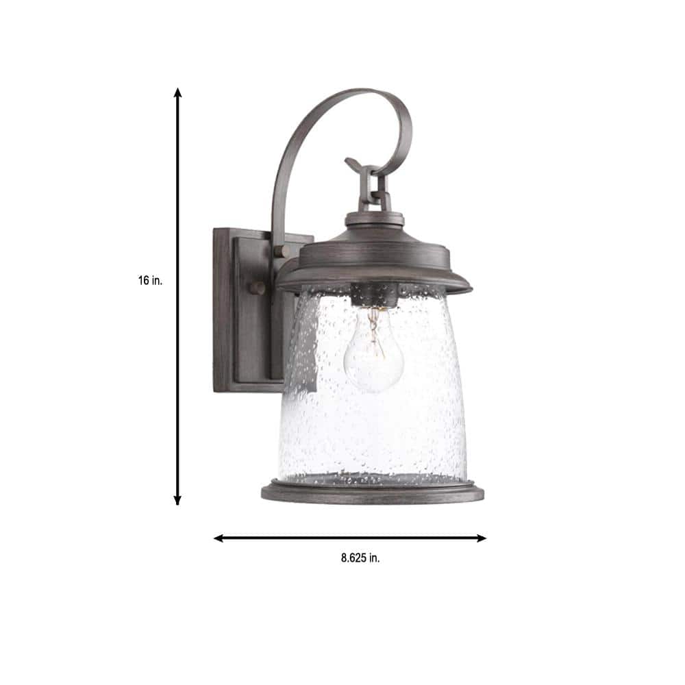 Antique Pewter 16" Outdoor Wall Sconce with Seeded Glass