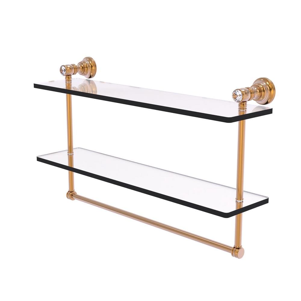 Carolina Crystal 22 in. Double Glass Shelf with Towel Bar in Brushed Bronze price history on PriceWatchPro