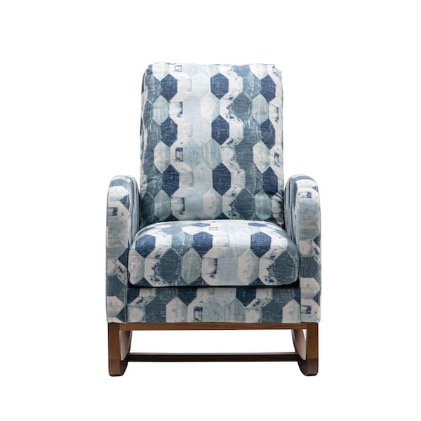 Utopia 4niture Maude Geometric Blue Polyester Fabric Rocking Chair
