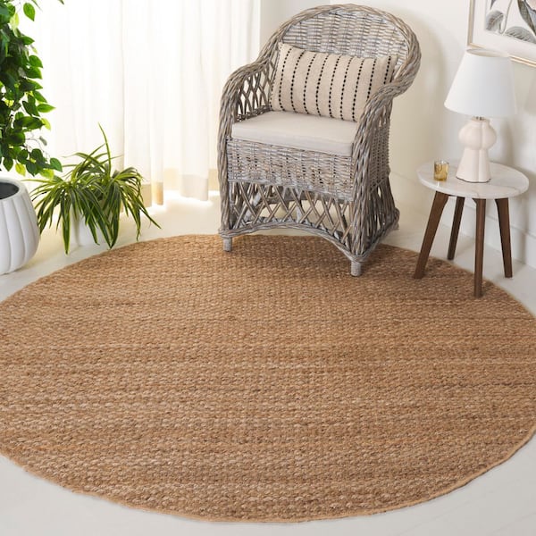 Natural Fiber 6 ft. x 6 ft. Natural Solid Color Round Area Rug
