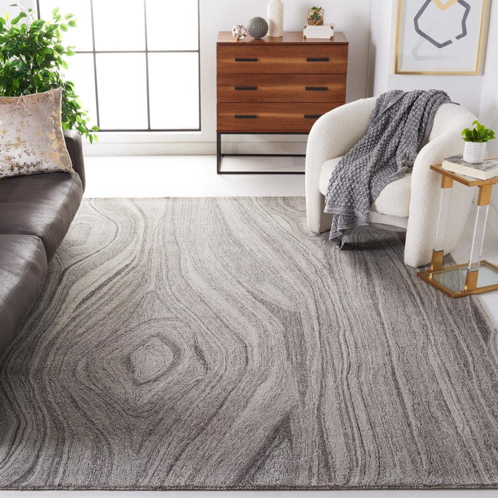 Handmade Tufted Wool Abstract Rug - Gray, 8' x 10'