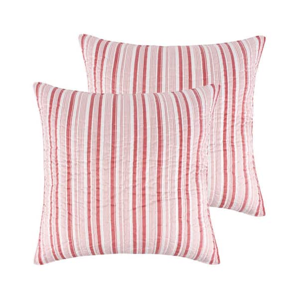 LEVTEX HOME Thatch Home Joybirds Red Stripe Quilted Microfiber Euro Sham (Set of 2)