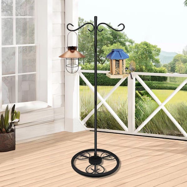 58 in. Double Metal Shepherds Hooks, Black Adjustable Freestanding