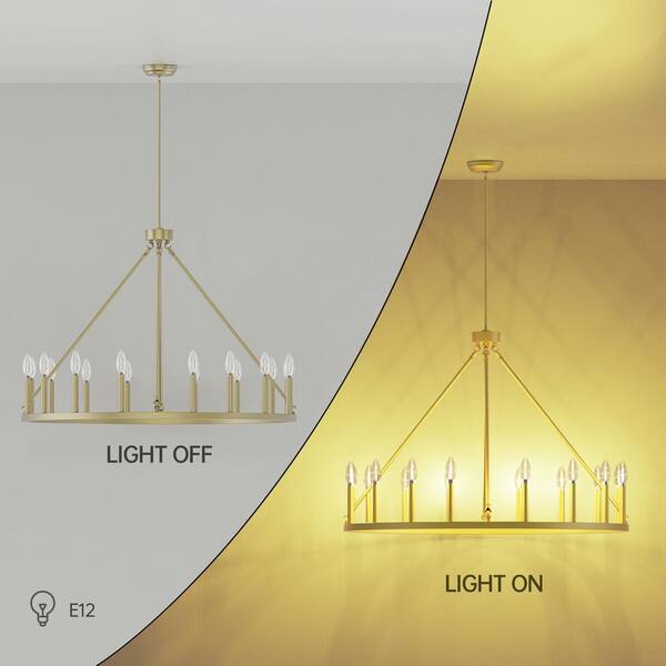 Maxax Bismarck 16-Light 40 in. Brass Modern Wagon Wheel Dimmable
