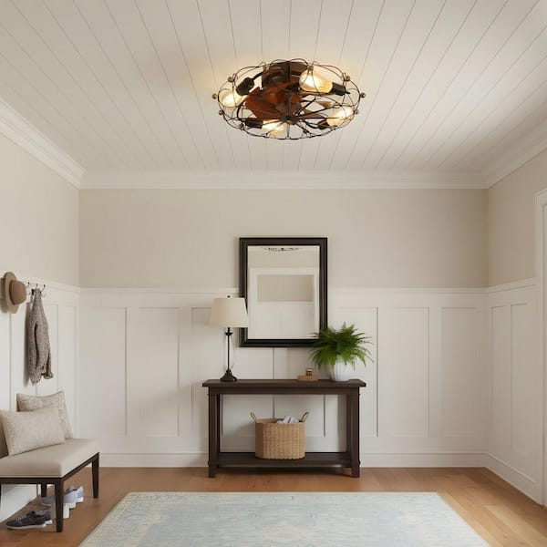 19.7 in. LED Indoor Black Crystal Ceiling Fan with Light Kit, Remote/APP Controls