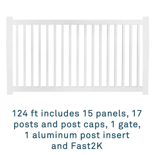 Weatherables 48 in. H x 124 ft. L Neptune White Vinyl Complete Vinyl Pool Fence Project Pack
